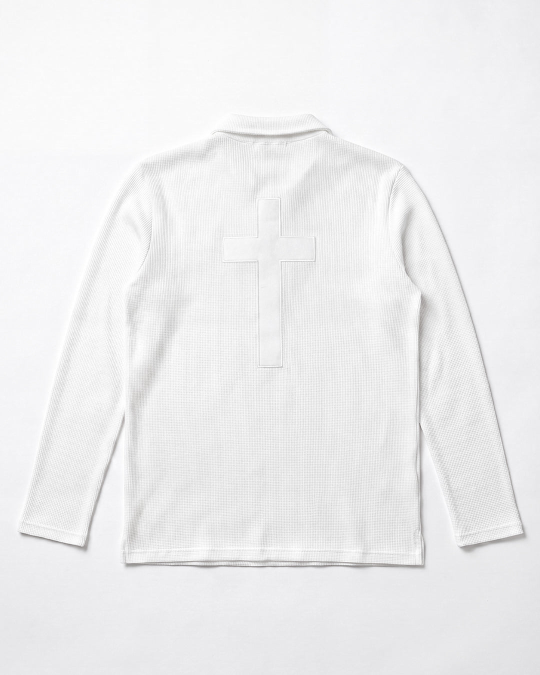 Cross Waffle Knit Long Sleeve Polo