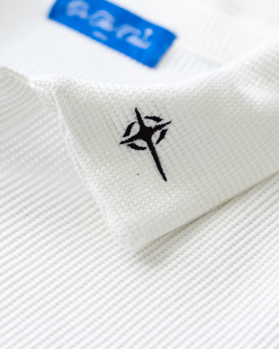 Cross Waffle Knit Long Sleeve Polo