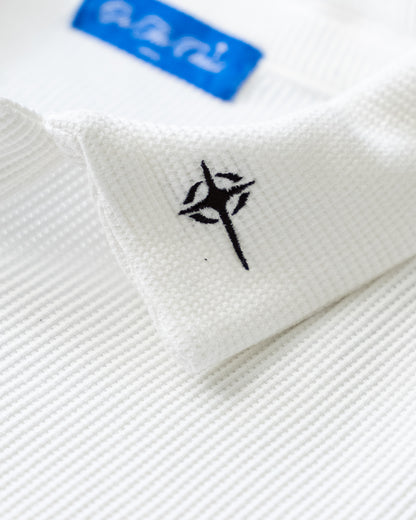 Cross Waffle Knit Long Sleeve Polo
