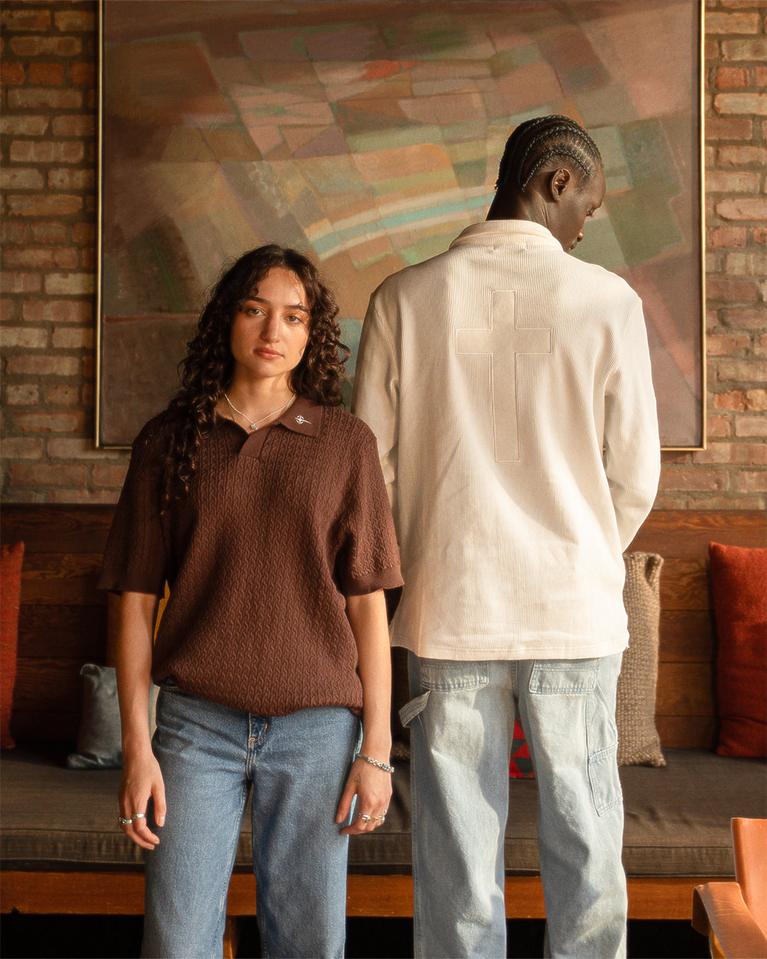 Cross Cable Knit Short Sleeve Polo