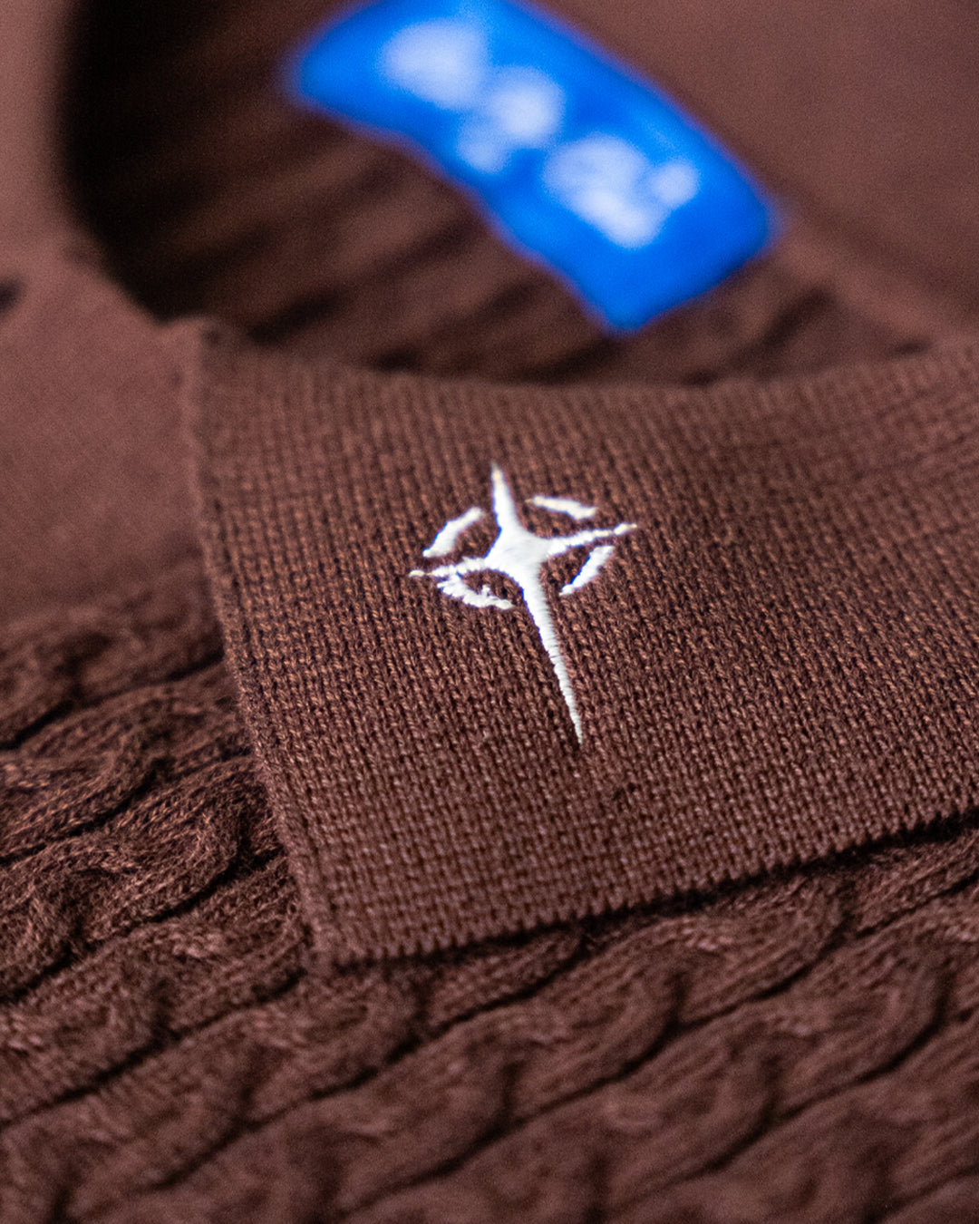Cross Cable Knit Short Sleeve Polo