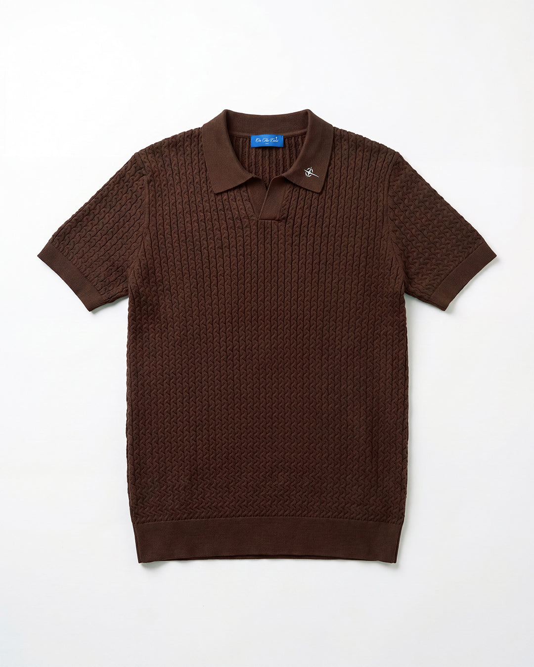 Cross Cable Knit Short Sleeve Polo